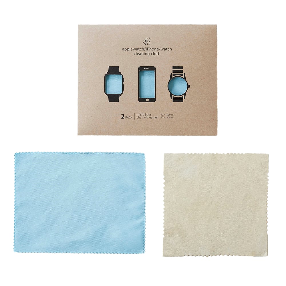 [Set of 2] Apple Watch iPhone Smart Watch Watch Care Cloth Natural Chamois Leather Microfiber Cloth Set of 1 each