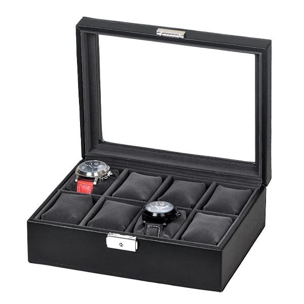 Watch Collection Case Holds 8 Watches Case Holds 8 Watches Synthetic Leather Black SE-83521-BK