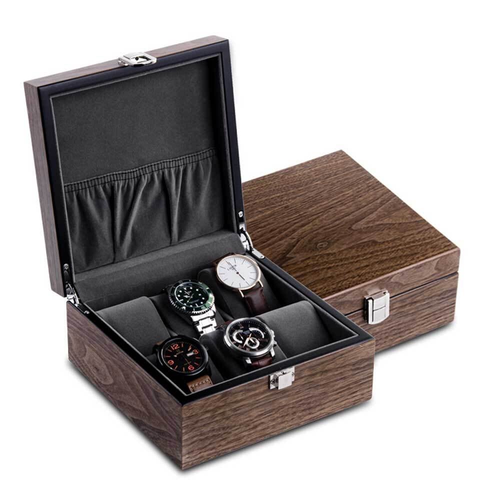 6 Watch Storage Case Wood Grain Dark Brown Watch Collection Case ES-5306WD