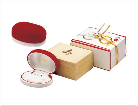 Bridal ring case for 2 longevity rings with paulownia box and mizuhiki, 6 pieces AO- RW100