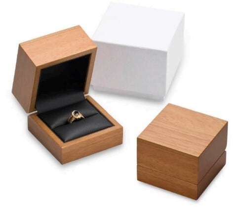 Wooden ring case natural wooden material 12 pieces CA-950-R