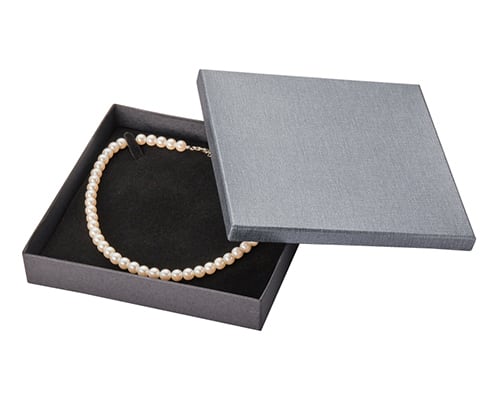 Pearl necklace case mifta style paper box with mount, embossed paper gray, 10 pieces AR-N248