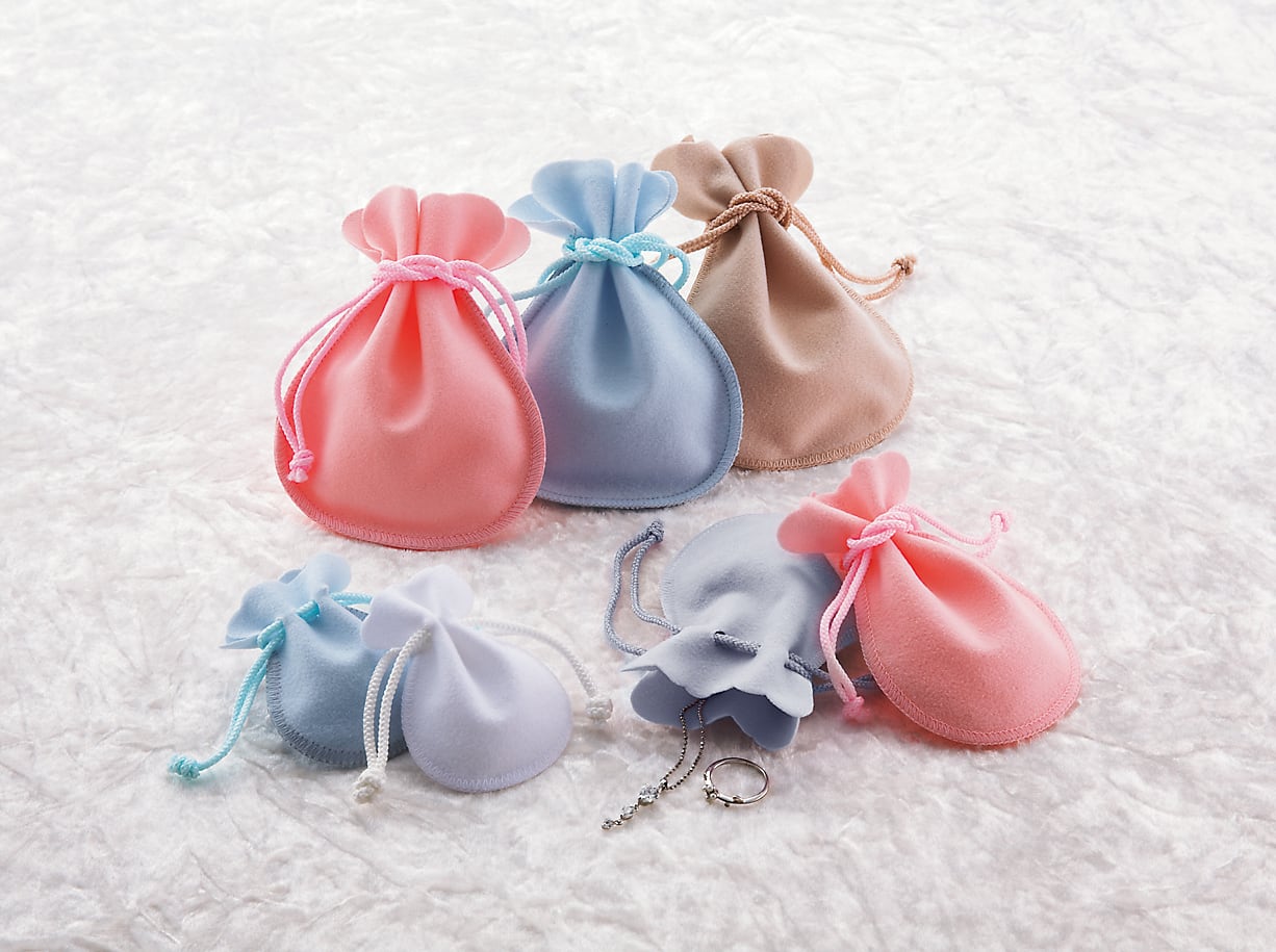 Suede style drawstring pouch L size 50 pieces PO-02-L