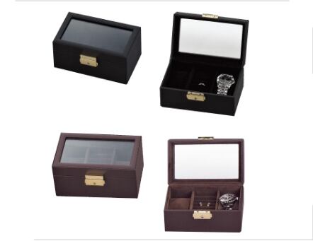 Watch collection case with 2 watch storage ring holder, 1 piece unit AO-W-6000