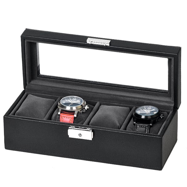 Watch Case Holds 4 Watch Case Holds 4 Watches Synthetic Leather Covered, 1 Piece SE83520