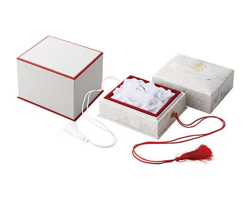 Case for 2 Kotobuki rings, Red and white crane pattern with Kotobuki mark, 6 pieces AR-RK261