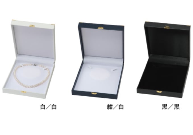 Long pearl necklace/omega necklace case for 1 piece, 2 pieces, and 3 pieces with square corner metal fittings NOELLE COLLECTION 6 pieces AO-N-208