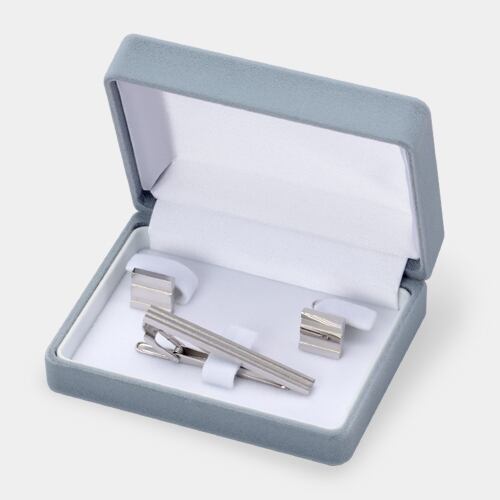 Tie pin/cufflink set case Men's set case Flocky series 10 pieces SA-201-S