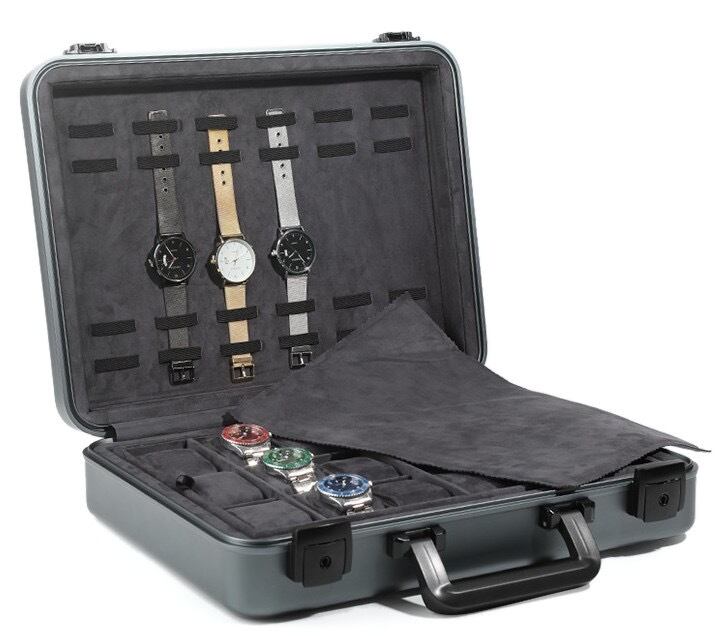 Attache case type watch storage case, aluminum watch storage, trunk for external sales, storage for 24 watches, ES-LU2218